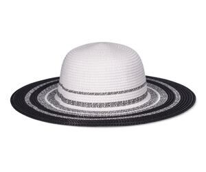 Women's Time and Tru Striped Floppy Straw Hat ONE SIZE Black White Stripe NEW!